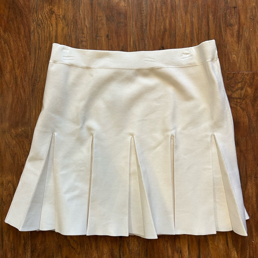 J. Crew White Pleated Mini Skirt